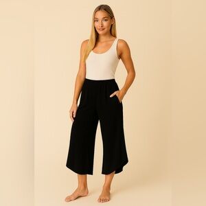 Rewash Black Cropped Tie Pants Lightweight Rayon Size S Casual Yoga Athleisure